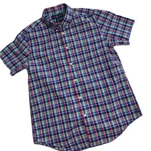 Ralph Lauren Polo Boys Short Sleeve Cotton Plaid Button Up Shirt - size …